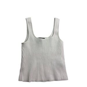 Forever 21 White Ribbed Knit Sleeveless Tank Top Size S Cropped